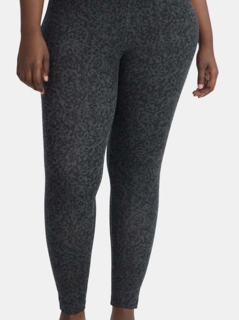 Paisley Black and Dark Gray Print Plus Size 4XL High-Rise Fitted Leggings NWT! - Picture 6 of 11